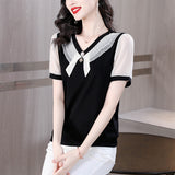 Loose Lace Edge Premium Pearl Butterfly T-shirt
