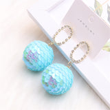 Simple Retro Color Sequins Ball Earrings