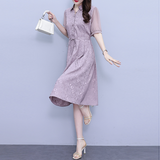Elegant Silk Mulberry Silk Lace-up Shirt Dress