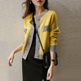 Yellow Solid Shift Crew Neck Long Sleeve Outerwear