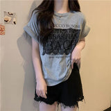 Cotton Lace Short-Sleeved T-shirt
