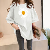 Mid Length Floral Printed Casual T-Shirt