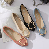 Pointed Toe Buckle Flat Shoes