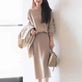 Casual Simple Knitted Dress Set