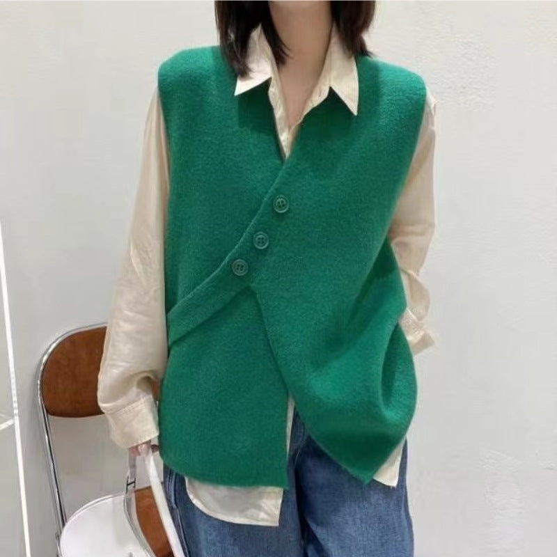 Loose Buttoned Sweater Vest Jacket – stylesmor