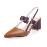 Hollowed High Thick Heel Pointed Sandals