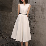 White Mid-Length Dress Banquet Dress
