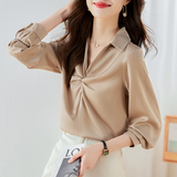 Twisted Satin V-neck Shirt