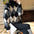 Women's Elegant Rhombus Turtleneck Patchwork Velvet Sweater