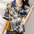 Elegant Palm Tree Print Stitching Shirt