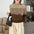 Fashion Lace Stitching Jacquard Knitted Sweater