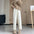 Women's Fashion Knitted Flanging Wide-Leg Cropped Pants