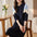 Women's Fashion Color Matching Pleating Cinched Hoodie Sweater Dress