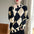 Fashion Half Turtleneck Diamond Color Matching Knitted Sweater