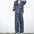 Fashion Hooded Long Sleeve Jacket Drawstring Elastic Wide Leg Pants Two-Piece Suit