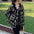 Fashion Women's Elegant Black Gold Woven Tassel Plaid Coat