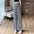 Ice Silk Knitted Striped Wide-Leg Pants