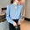 Elegant Silk Hollow-out Collar Long-Sleeved Shirt