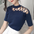 Hollow out Strap Shoulder Short Sleeve T-shirt Knitwear