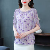 Elegant Embroidery Floral Chiffon Shirt