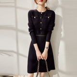 Retro waisted western style knitted dress