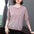 Women's Patchwork Pattern Button Long-Sleeved T-shirt