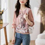 Women's Temperament Knited Printed Stitching T-shirt