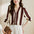 Women's Elegant Striped Pearl Satin Shirt Top