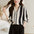 Women's Elegant Striped Pearl Satin Shirt Top