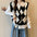 Fashion Side Beaded Diamond Plaid Knitted Sweater Vest