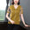 Loose Temperament Rhinestone Printing Color Contrast V-neck Top