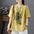 Cotton and Linen Loose Retro Printed T-shirt