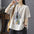 Cotton and Linen Loose Retro Printed T-shirt