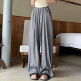 Casual High Waist Drooping Pleated Loose Wide-Leg Pants