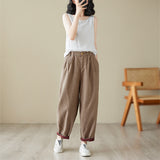 High Waist Loose Drooping Straight Cotton and Linen Casual Pants