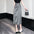 High Waist Casual Asymmetric Fold Slit Midi Skirt