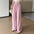 Ice Silk Floral Wide-Leg Pants Loose Drooping High Waist Pants