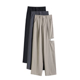 High Waist Drooping Slimming Holes Straight Suit Pants