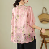 Comfortable Ramie Cloud Pattern Embroidered Printed Tops