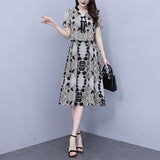 Chinese Knot Floral Print Fake Two Pieces Dress