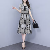 Chinese Knot Floral Print Fake Two Pieces Dress