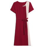 Slimming and High-Looking Belt Stitching Dress