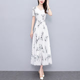 White Rose Chiffon Floral Dress