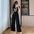 Sequin Stitching Stretch Temperament Wide Leg Jumpsuit