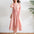 Artistic Pink Lace-up Slimming Linen Dress