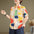 Lapel Painted Graffiti Cotton Shirt