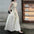 Elegant White V-neck Waist Length Dress