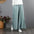 Ankle-Length Cotton and Linen Casual Pants with Buckle