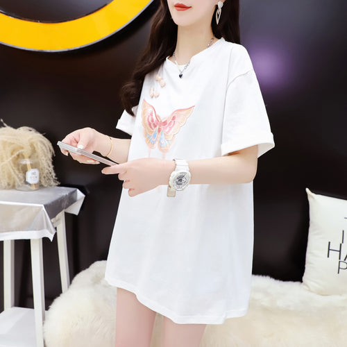Loose Embroidered Butterfly Short-Sleeved T-shirt