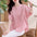 Pink Lace-up Button Loose T-shirt